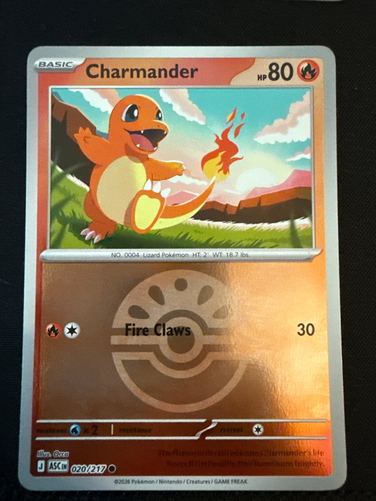 Pokémon Kaart Charmander 020/217 Basic HP 80, Ophalen of Verzenden, Zo goed als nieuw, Losse kaart