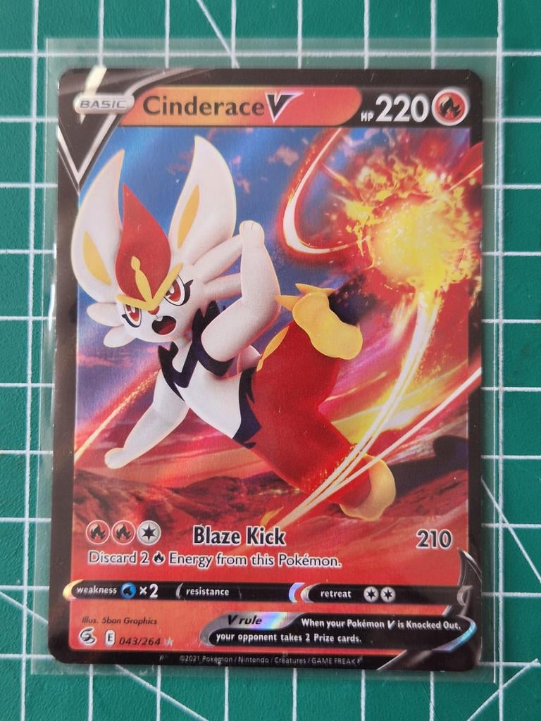 pokemon kaart, Cinderace V, #043/264, Ophalen of Verzenden, Zo goed als nieuw