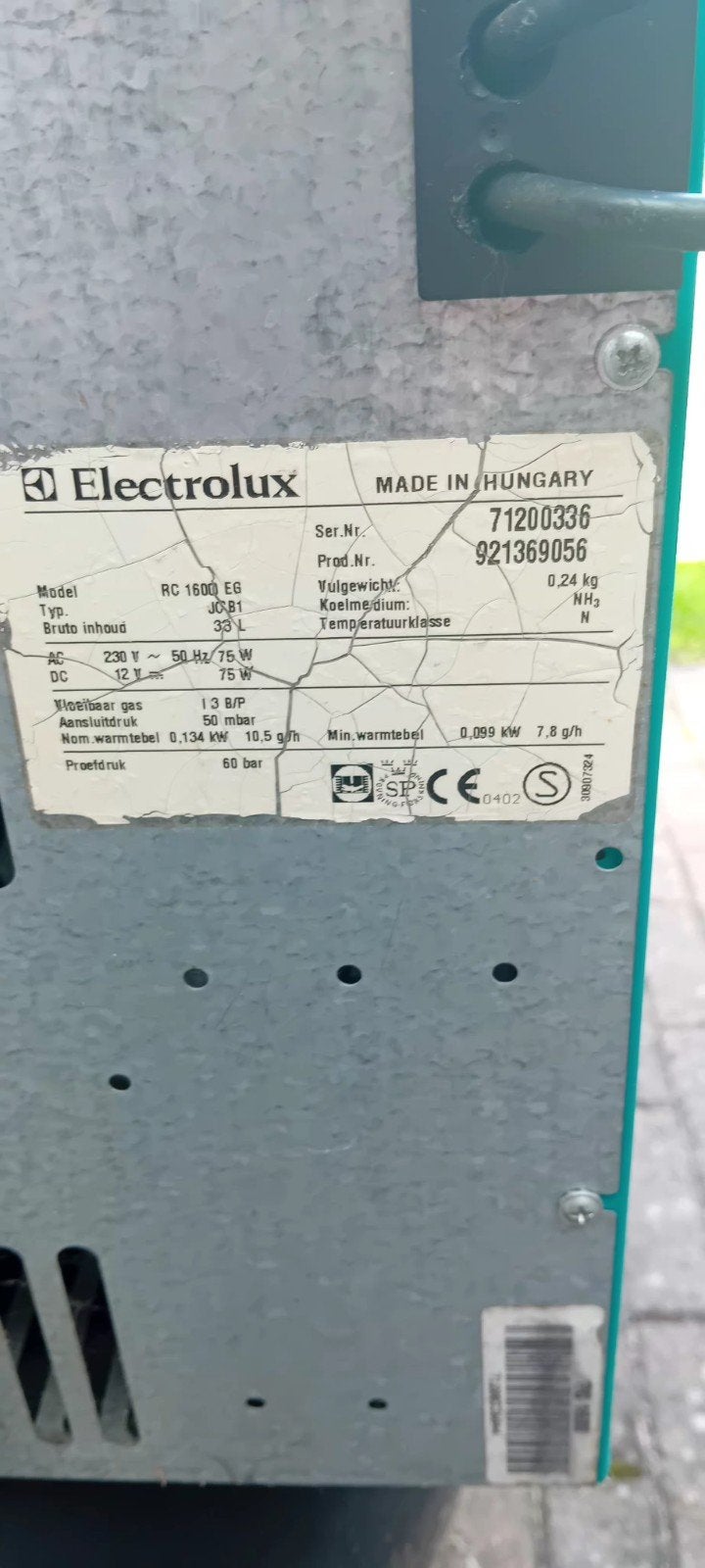 Electrolux RC 1600 EG Koelbox - 33L, Ophalen, Minder dan 85 cm, Minder dan 75 liter, 45 tot 60 cm
