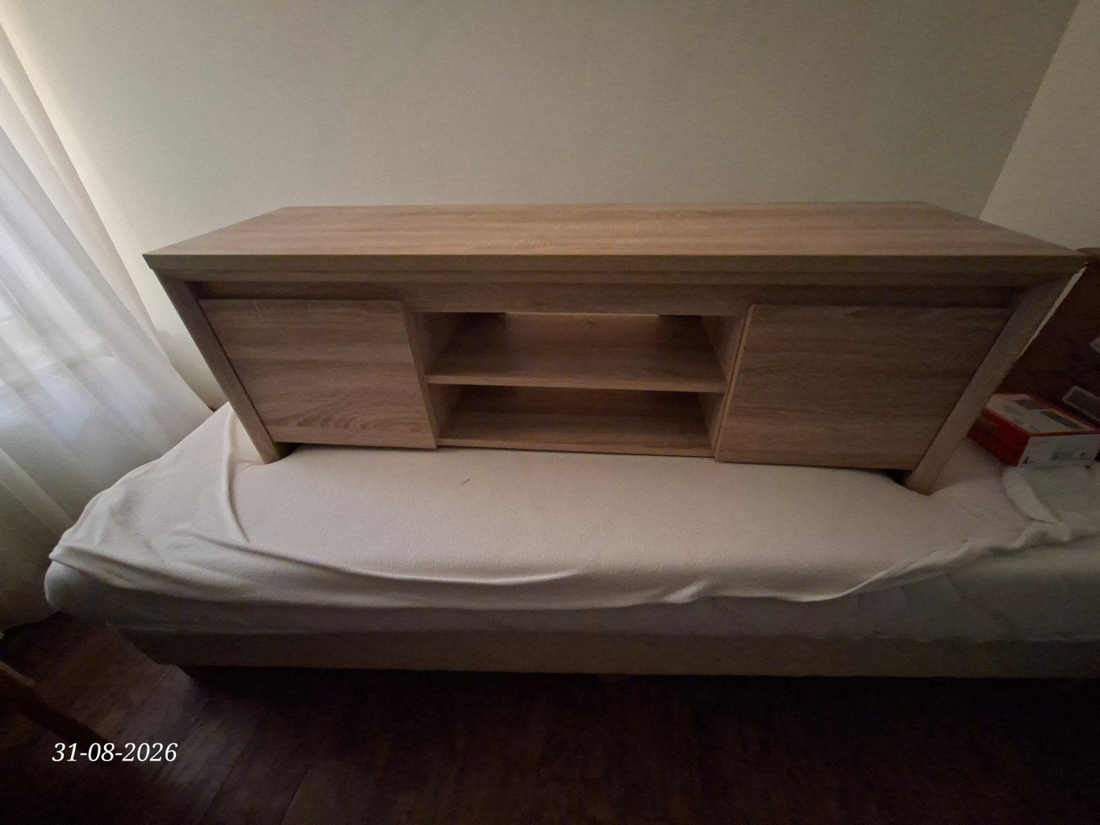 Houten TV-meubel met opbergruimte., Ophalen, Gebruikt, 100 tot 150 cm, Minder dan 100 cm