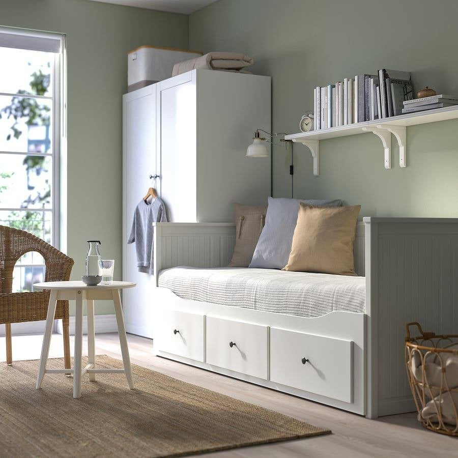 Ikea Hemnes uitschuifbed / bedbank, Ophalen, Gebruikt, Wit, Tweepersoons