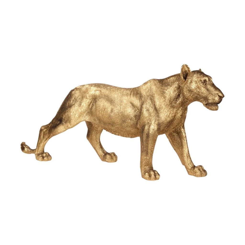[Woonwinkel] Decoratief beeld leeuw goud 124 cm, Ophalen of Verzenden, Nieuw, Goud, Overige materialen