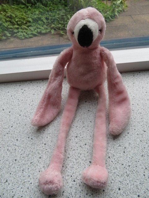 Flamingo vogel merk Nature Planet roze velours, Overige typen, Ophalen of Verzenden, Zo goed als nieuw, Middelgroot (20 tot 80 cm)