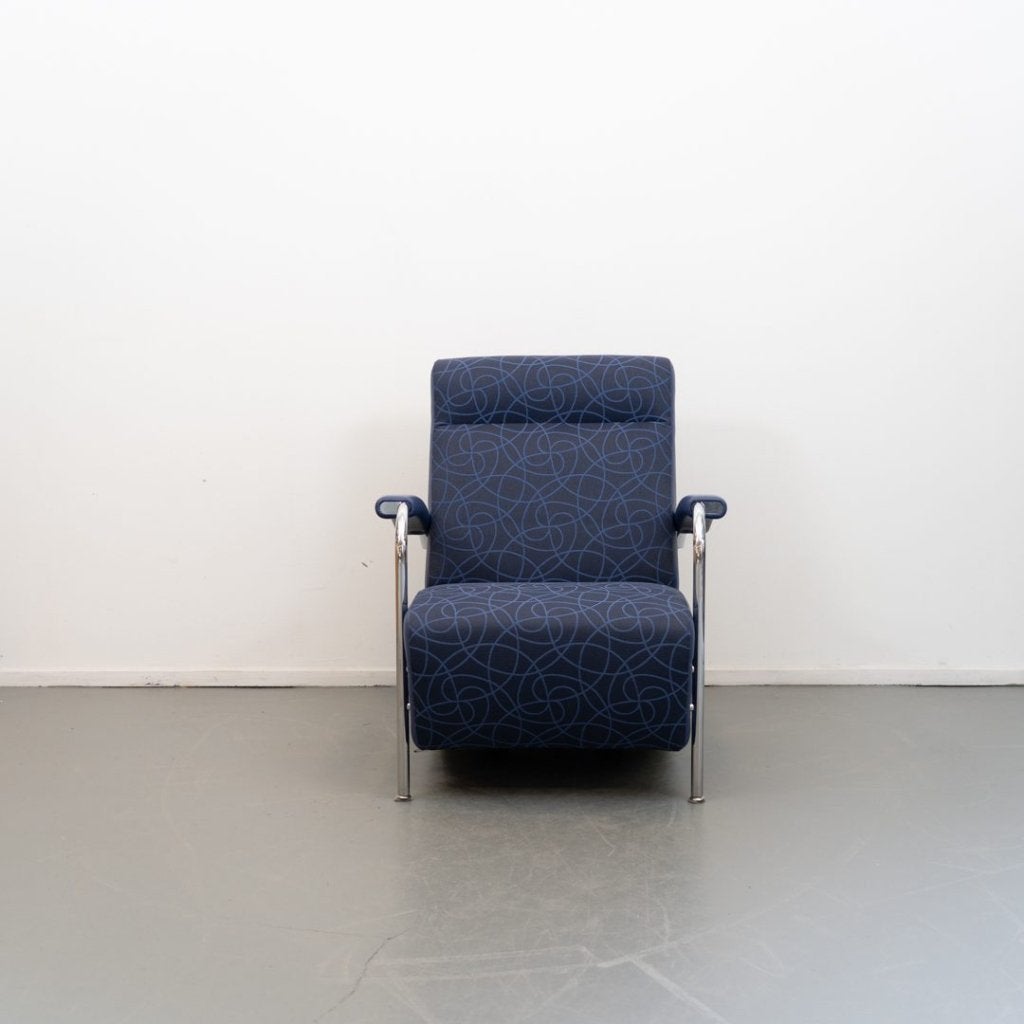 Leolux Scylla Hoog Fauteuil Blauw Stof, Niet ingevuld, Zo goed als nieuw, Niet ingevuld, Niet ingevuld