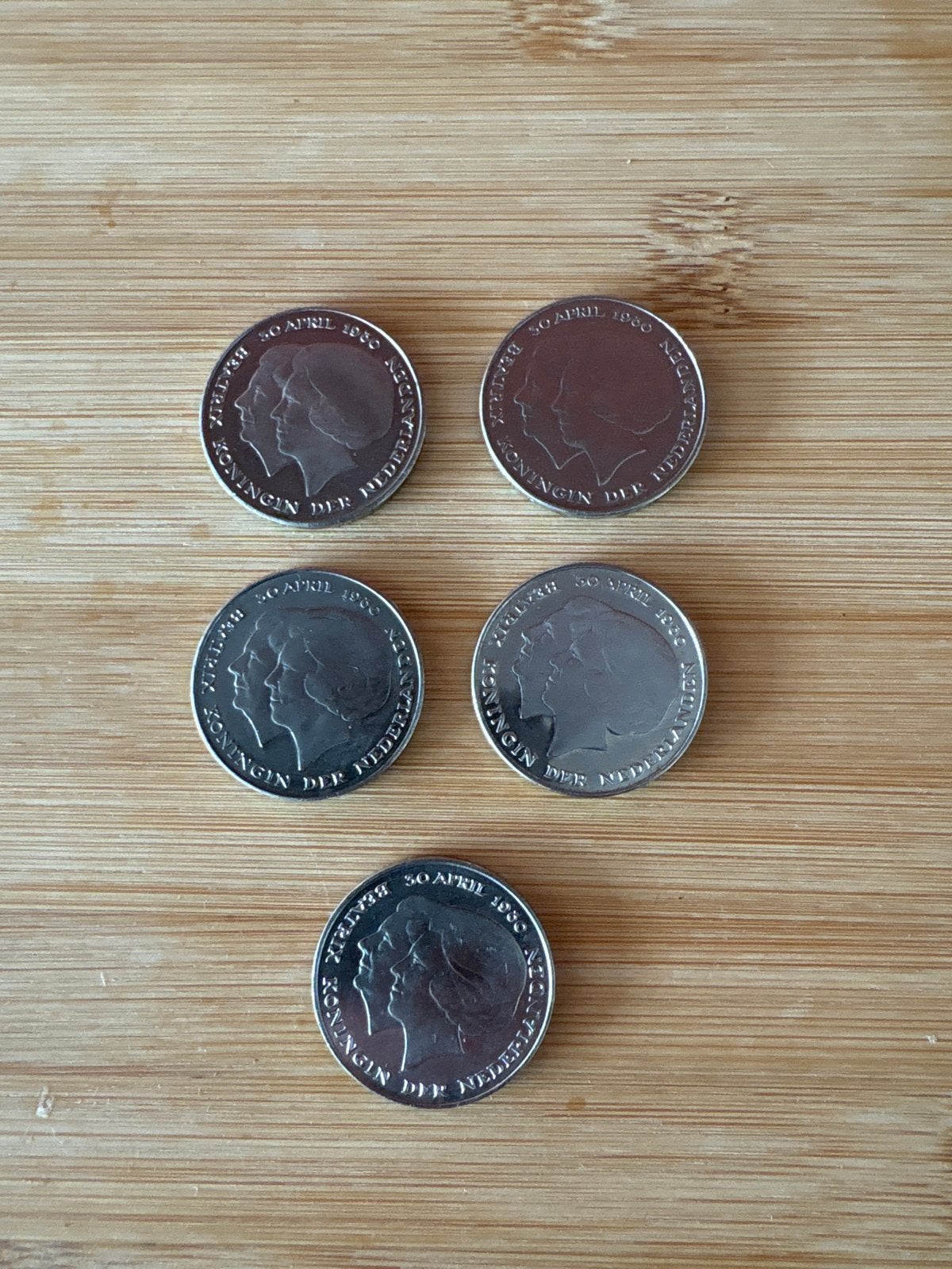 5x 2,5 Gulden munten uit 1980 - Koningin Beatrix, Ophalen of Verzenden, Koningin Beatrix, 2½ gulden, Setje