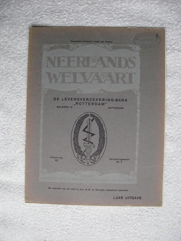 Neerlands Welvaart De Levensverzekering-Bank " Rotterdam ", Ophalen of Verzenden, Gelezen, A. J. Bothenius Brouwer