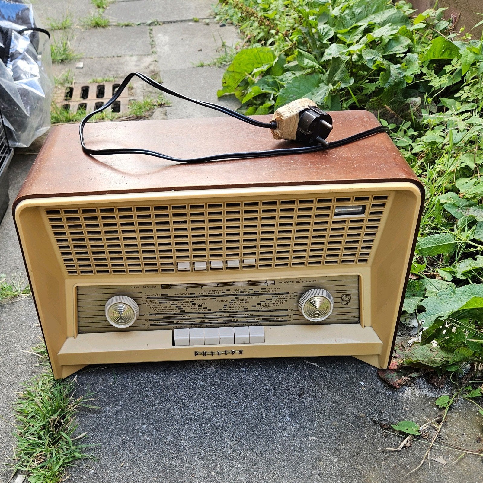 Vintage Philips buizenradio - WERKT!, Ophalen, Gebruikt