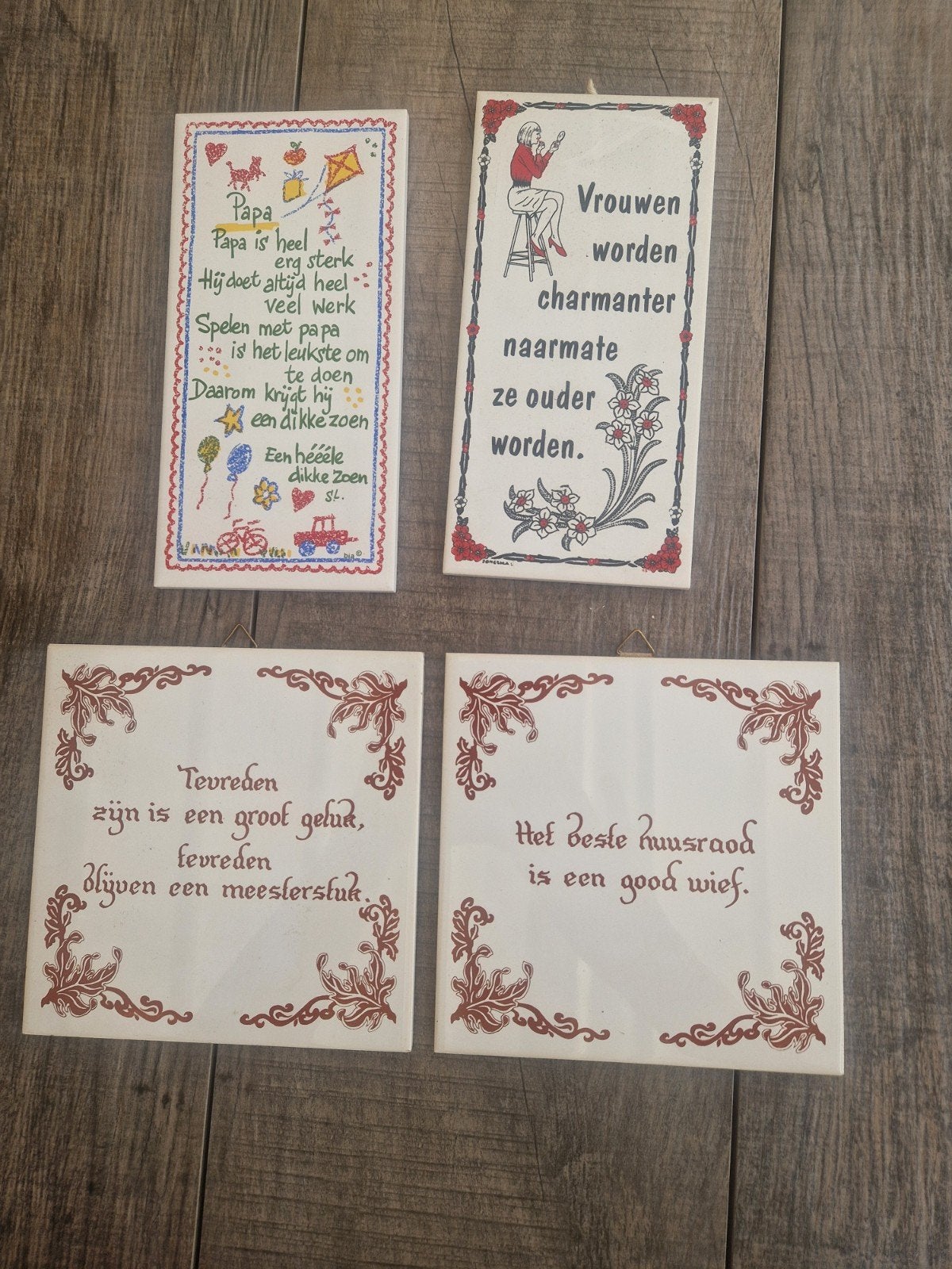 Leuke decoratieve tegels met spreuken, Antiek en Kunst, Antiek | Wandborden en Tegels, Ophalen of Verzenden