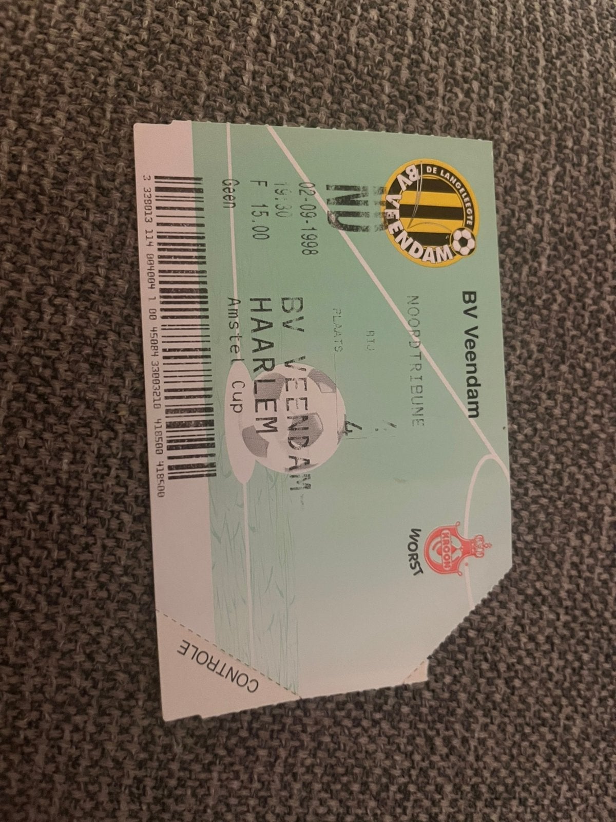 TICKET VEENDAM-HAARLEM 98-99 AMSTEL CUP, Ophalen of Verzenden, Zo goed als nieuw, Overige binnenlandse clubs, Overige typen