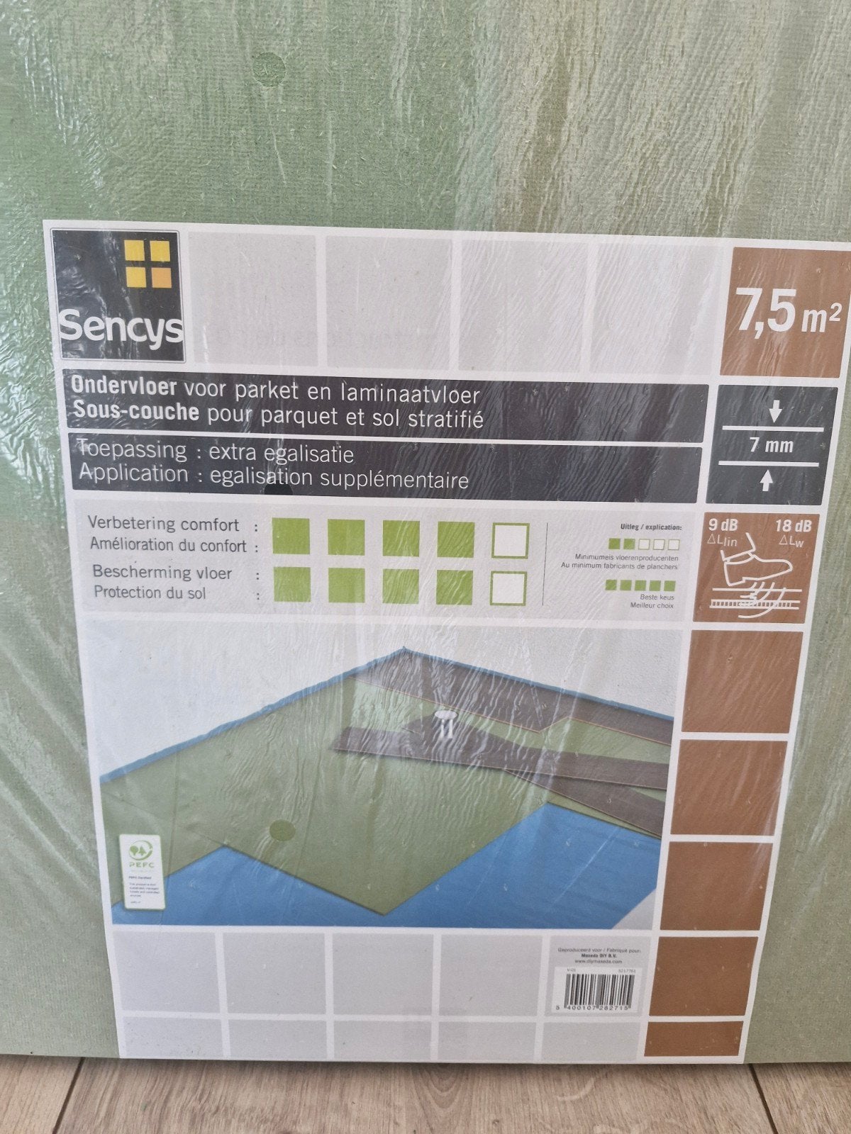 Sencys ondervloer voor parket en laminaatvloer, Doe-het-zelf en Verbouw, Ophalen, Overige materialen, 30 cm of meer, 50 tot 150 cm
