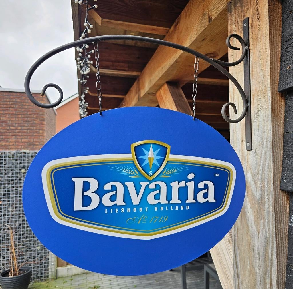Dubbelzijdig BAVARIA UITHANGBORD (incl. beugel), Ophalen of Verzenden, Nieuw, Reclamebord, Plaat of Schild, Bavaria