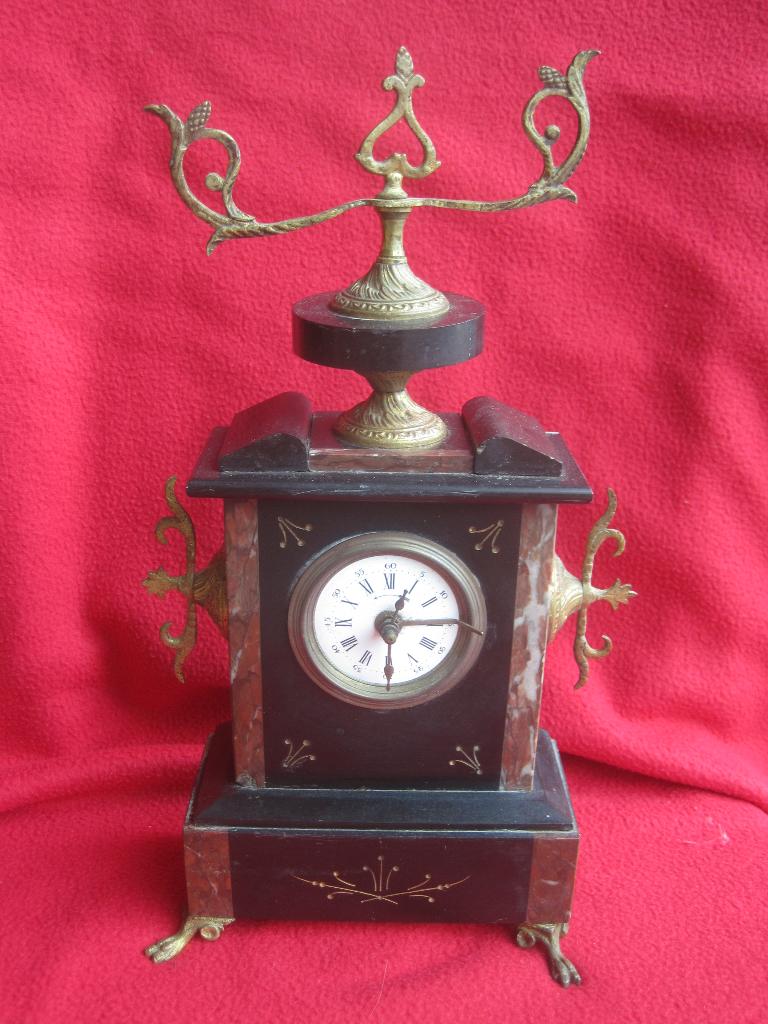 Antieke marmeren schouw/tafelklok/mantelklok, Ophalen of Verzenden