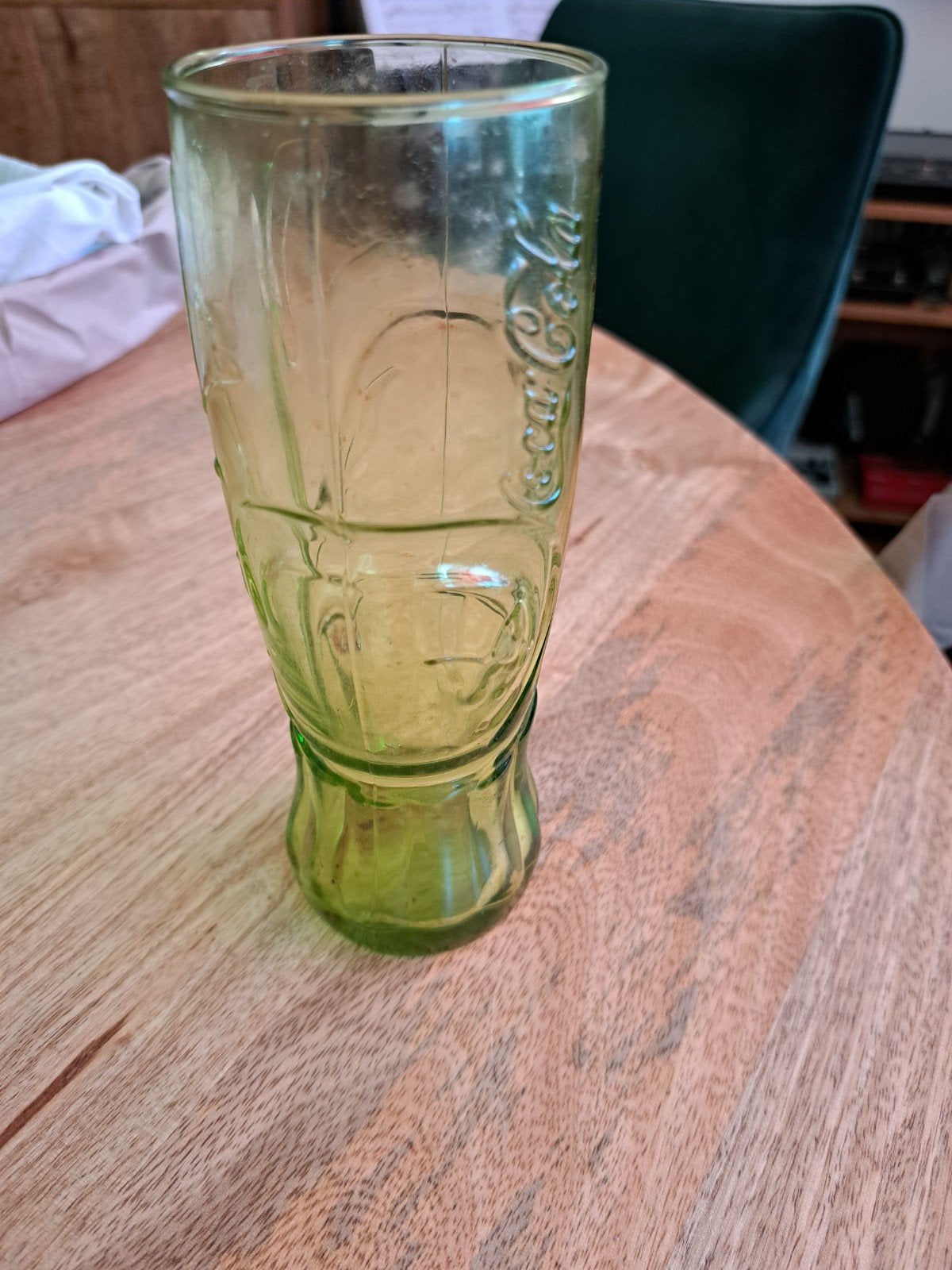 Vintage Coca-Cola Glas - Groen Reliëf Design, Antiek en Kunst, Ophalen of Verzenden