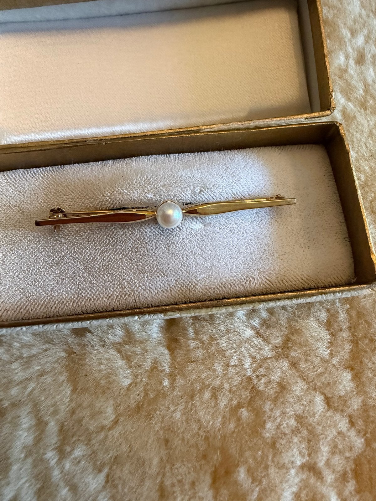Vintage 14k Gouden Speld/Broche met Parel - Juwelier Heetman, 4 tot 7 cm, Gebruikt, Ophalen of Verzenden, Met parel