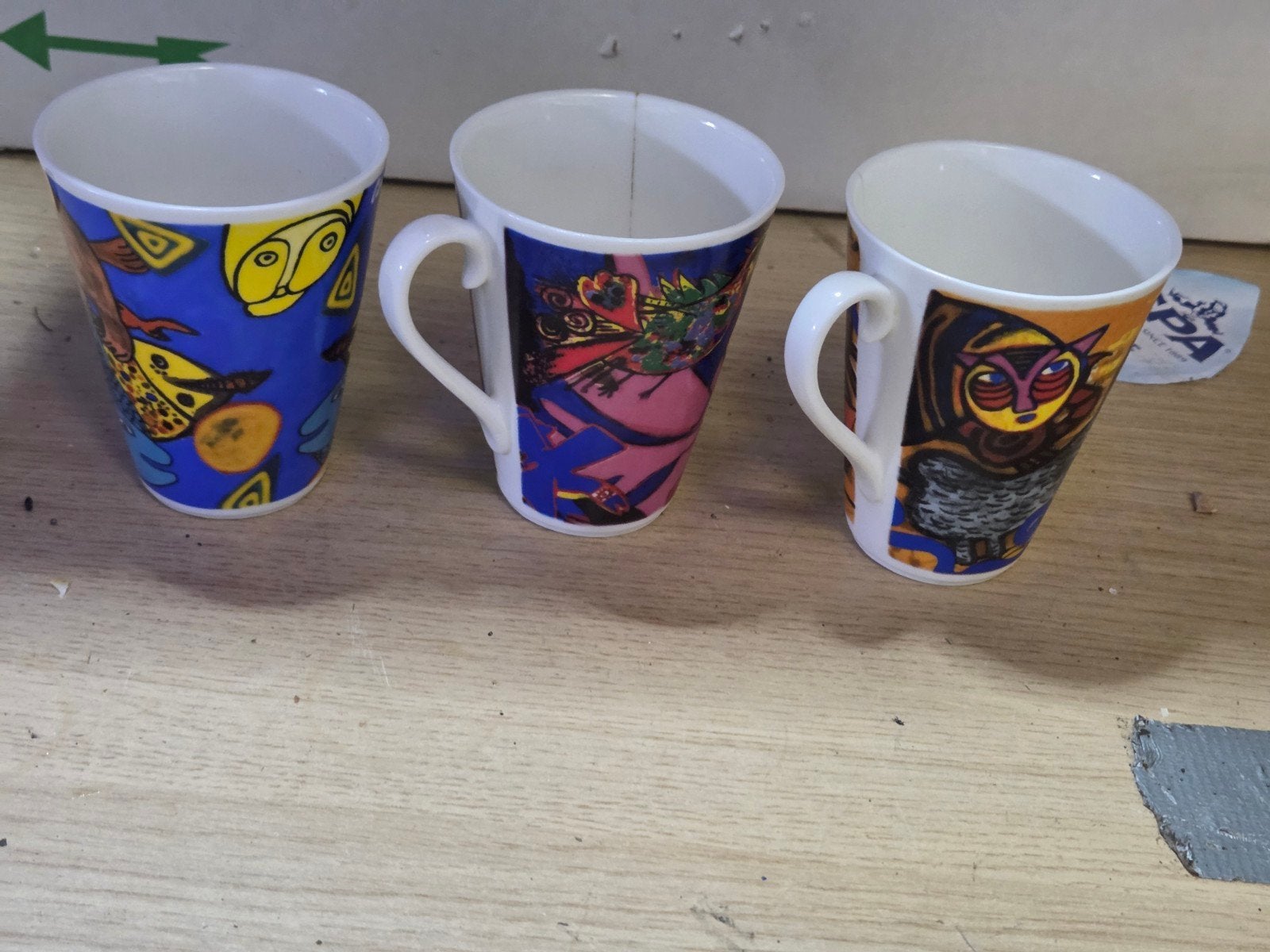 Set van 3 Corville Fine Bone China mokken met dierenprint, Ophalen, Gebruikt, Overige merken, Mok