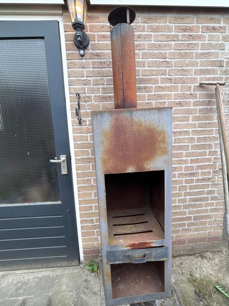 Haard van staal - Buitenhaard / Terrashaard, Ophalen, Gebruikt, Vrijstaande haard, Houthaard