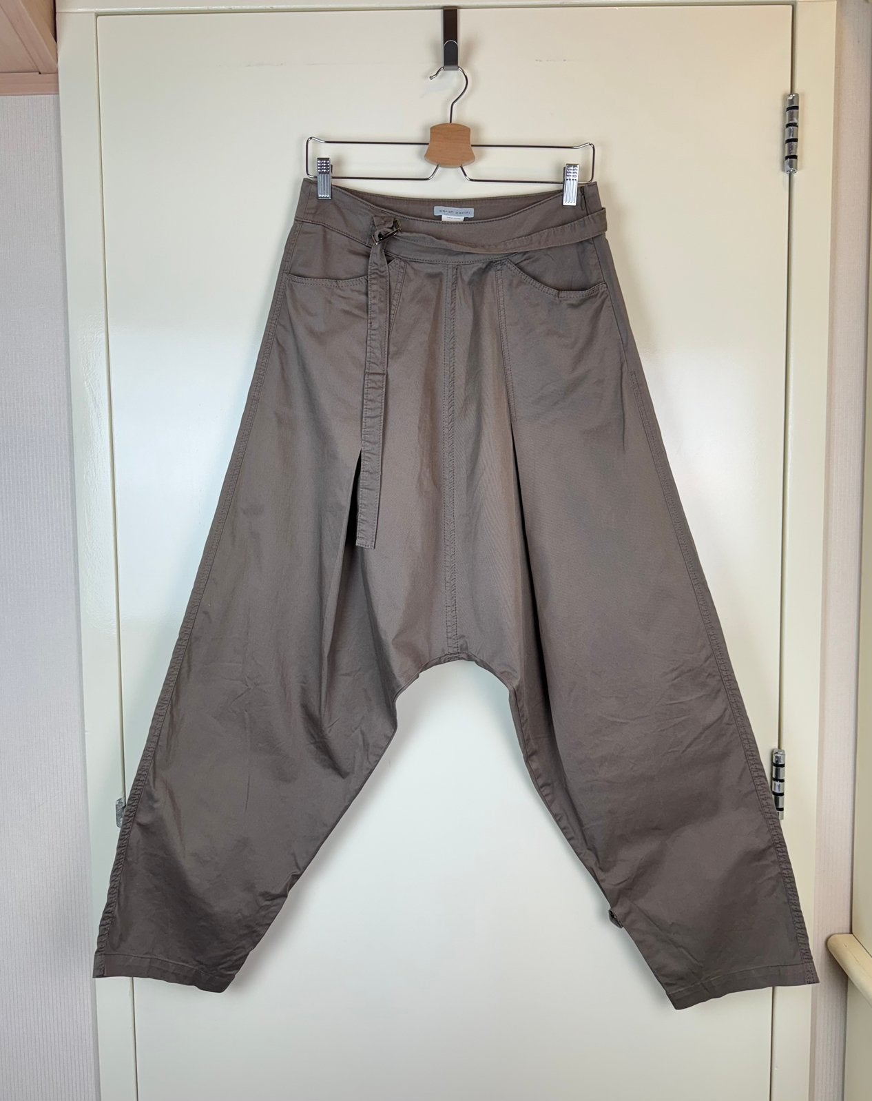SARAH PACINI Harem Taupe Brown Pants Trousers Low Crotch S-M, Maat 38/40 (M), Bruin, Ophalen of Verzenden, Zo goed als nieuw