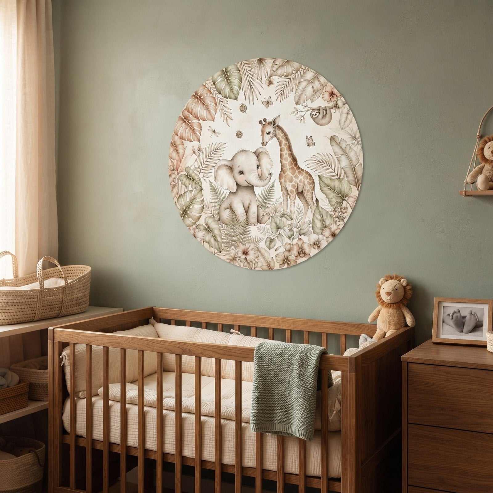 Muurcirkel jungle thema ( met naam ) - Baby/Kinderkamer, Ophalen of Verzenden