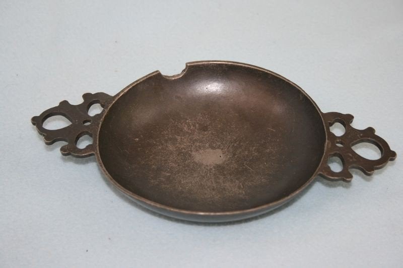 Antieke tinnen asbak, doorsnede ongeveer 13 cm, Antiek en Kunst, Antiek | Tin, Ophalen of Verzenden