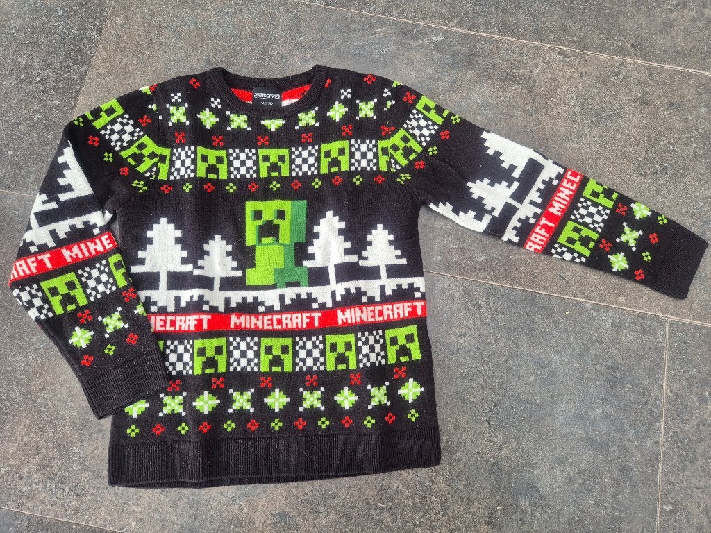 Minecraft kersttrui, maat 146/152, Trui of Vest, Minecraft, Ophalen of Verzenden, Zo goed als nieuw