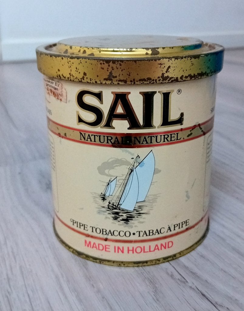 vintage sail pipe tabak blik, Verzenden, Gebruikt, Overige
