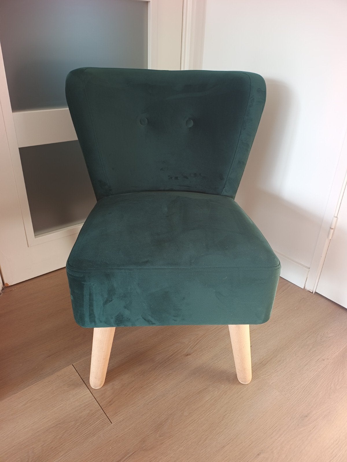 Velvet stoel groen, Ophalen, Hout, Overige kleuren, Modern, Elegant