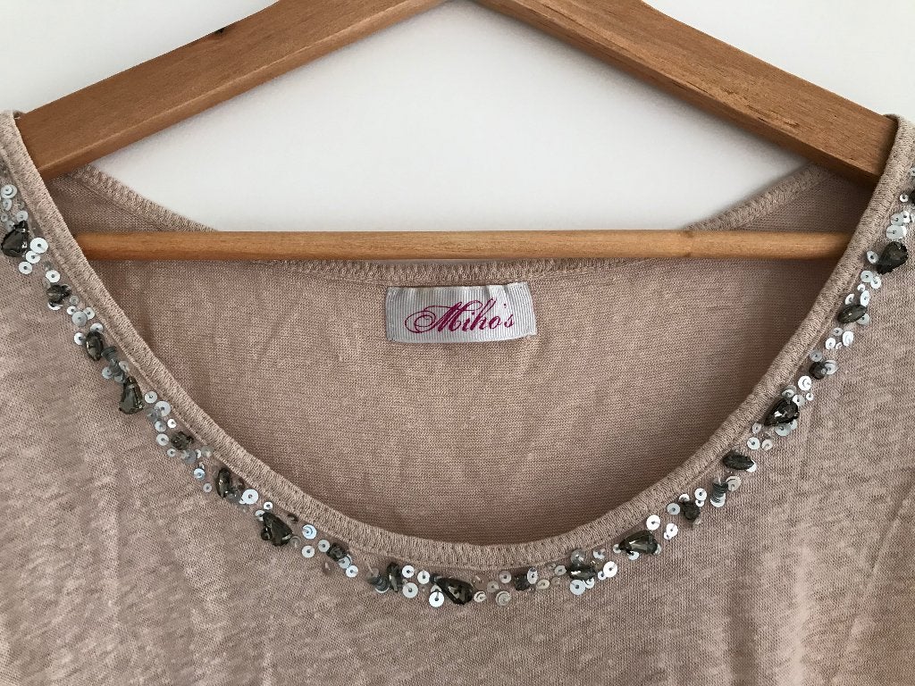 Nieuwe top, linnenlook met fijne pailletversiering, Maat 38/40 (M), Miho's, Nieuw, Ophalen of Verzenden