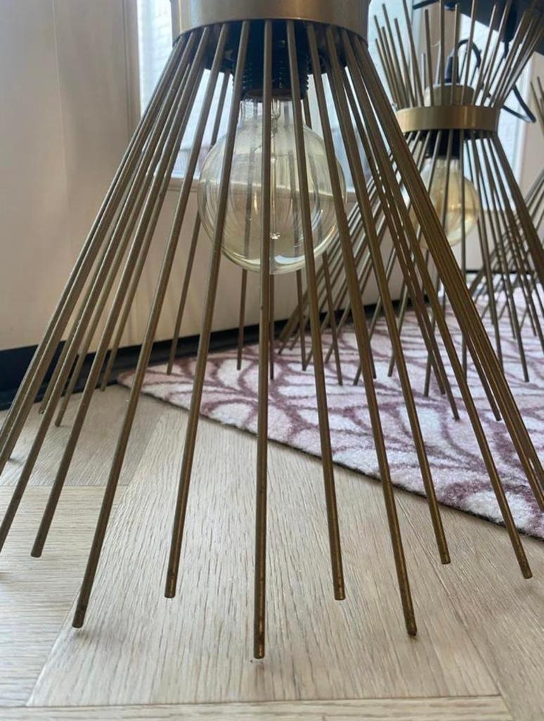Set van 3 goudkleurige lampen met spijlen - sfeervol design, Huis en Inrichting, Kasten | Televisiemeubels, Zo goed als nieuw