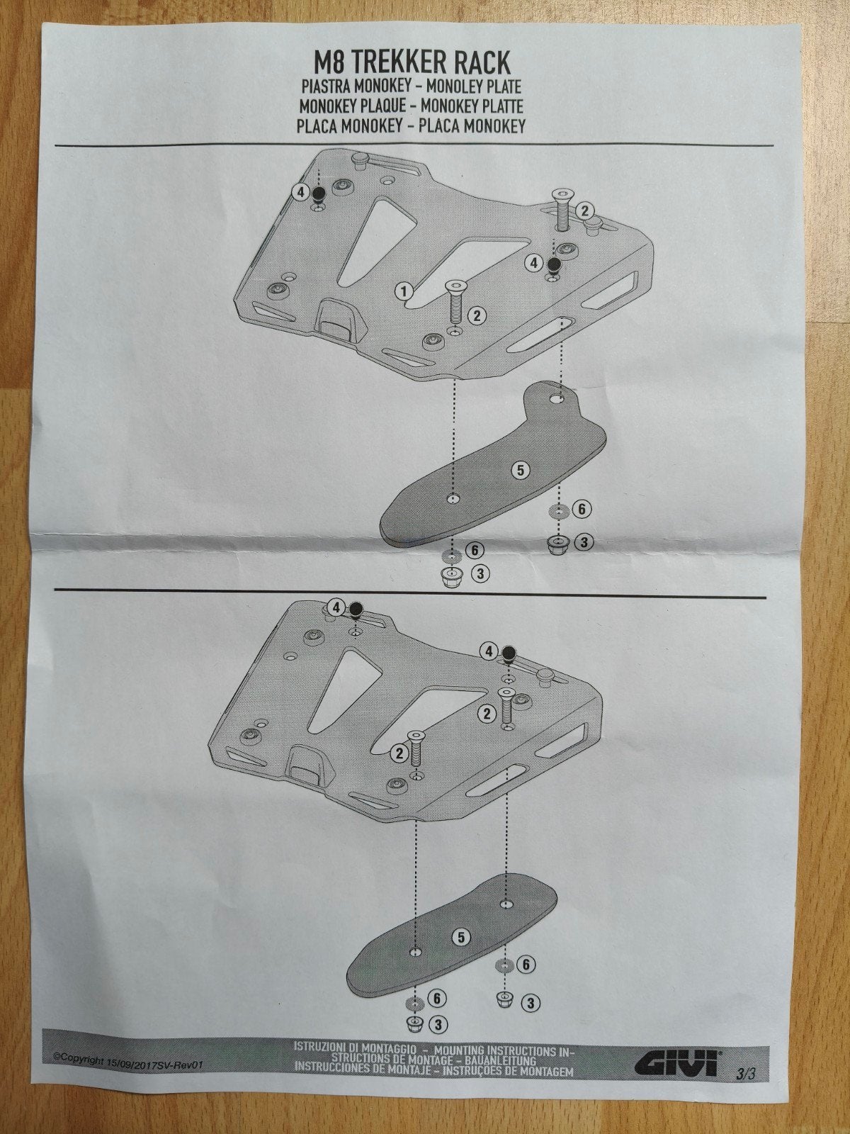 Givi M8 Trekker Rack Topkoffer Plaat Monokey, Ophalen of Verzenden, Gebruikt