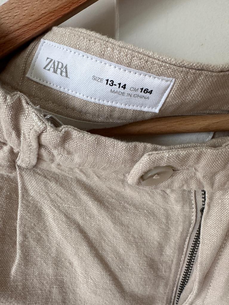 Linnen broek pantalon ZARA mt 164 13-14 jaar beige kaki, Broek, Ophalen of Verzenden, Zo goed als nieuw, Zara
