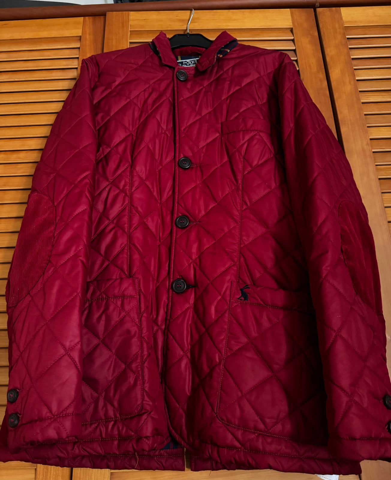 Engels rode jas met corduroy elleboogstukken, Kleding | Heren, Ophalen of Verzenden, Zo goed als nieuw, Maat 48/50 (M), Rood