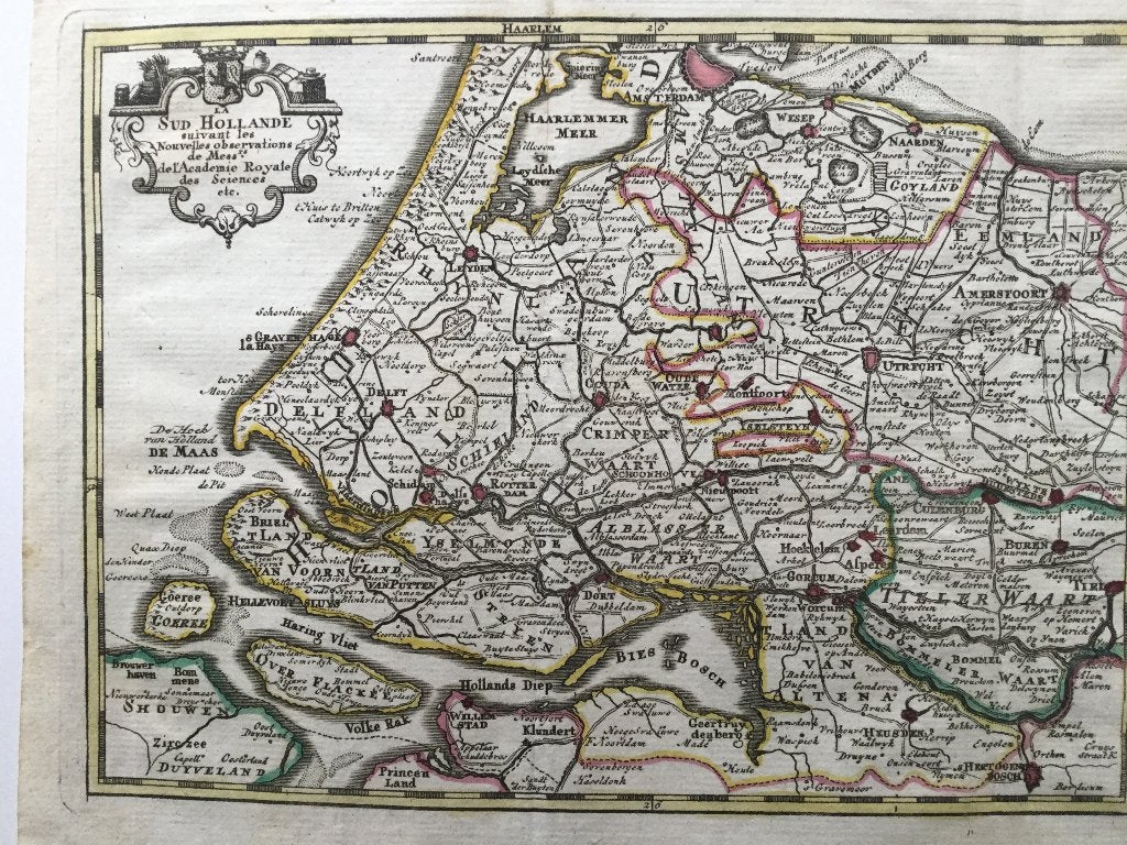 Zuid Holland, Amsterdam, R’dam, Utrecht, Delft, 1740, Antiek en Kunst, Cartografie, Blanco verso, 1700 - 1799, 26 cm