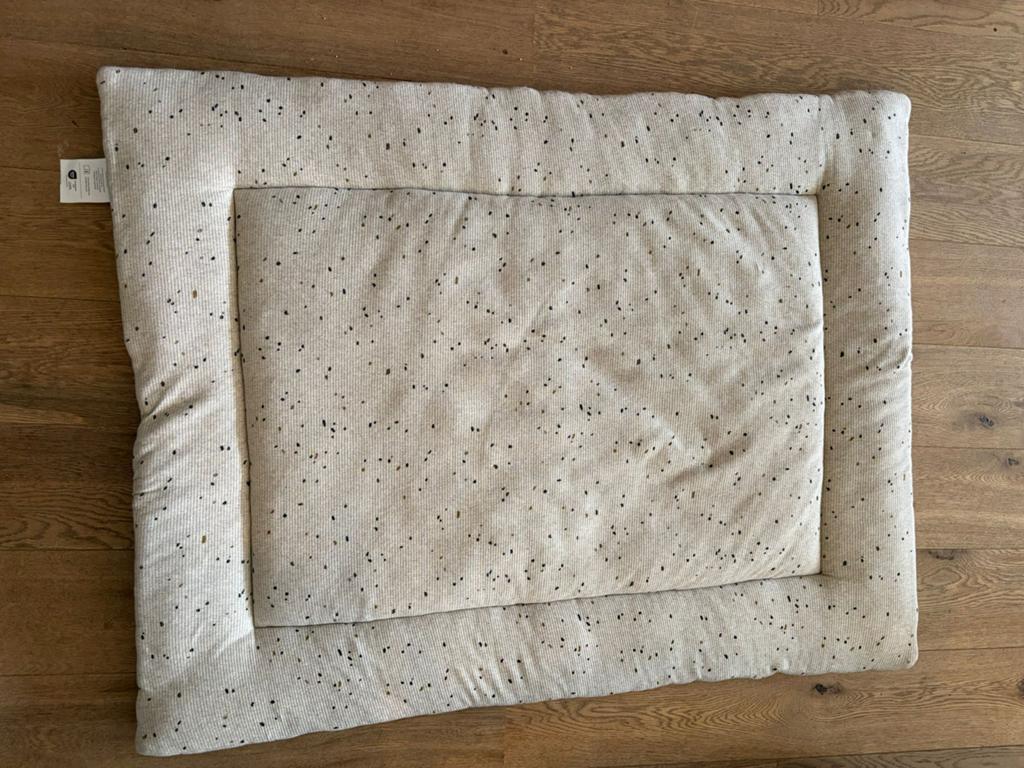 Meyco Rib Mini Spot Boxkleed - 80 x 100 cm - Sand Melange, Kinderen en Baby's, Boxen, Ophalen, Zo goed als nieuw, Rechthoekig