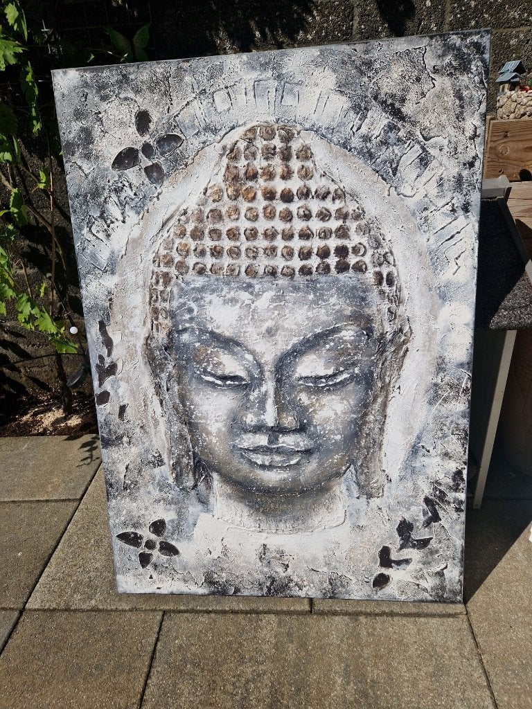 Boeddha schilderij 3D reliëf, Ophalen of Verzenden, Zo goed als nieuw, Schilderij, 75 – 100
