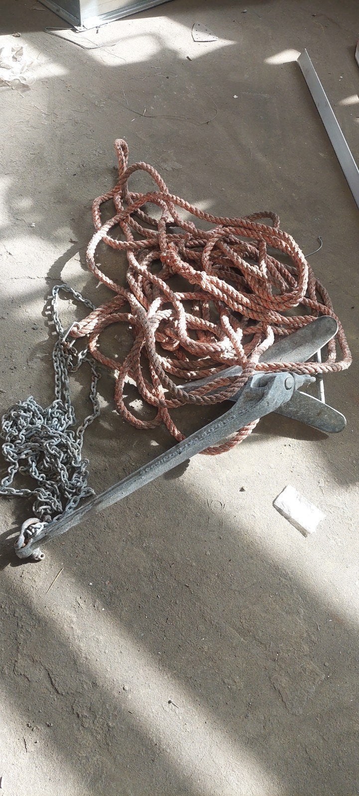 Compleet anker met anker lijn en ketting, Ophalen, Gebruikt, Ankeren en Afmeren, Zeilboot of Motorboot