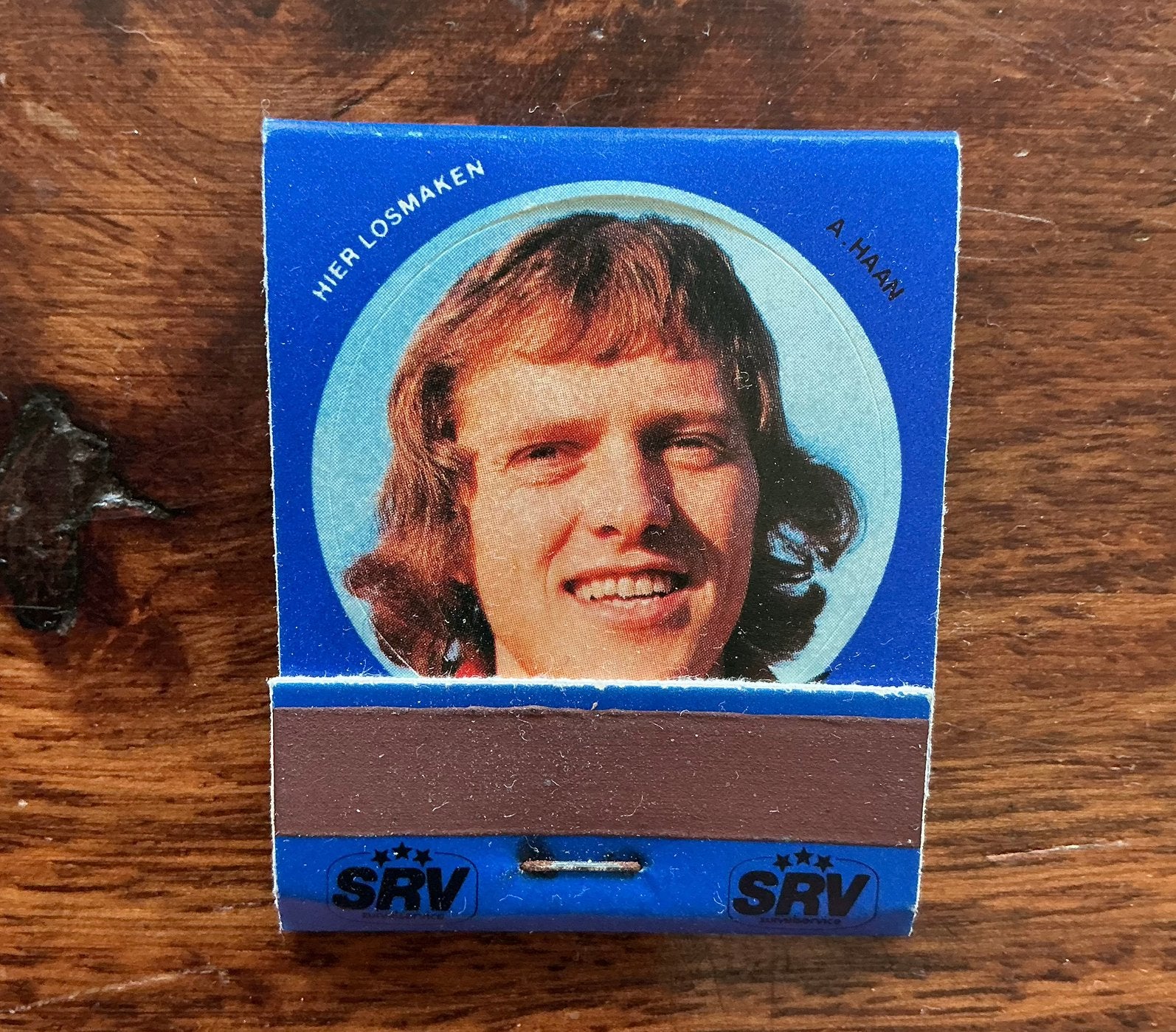 Voetbal lucifersdoosje SRV WK 1974 Nederlands elftal A. Haan, Ophalen of Verzenden, Luciferdoosjes of -merken