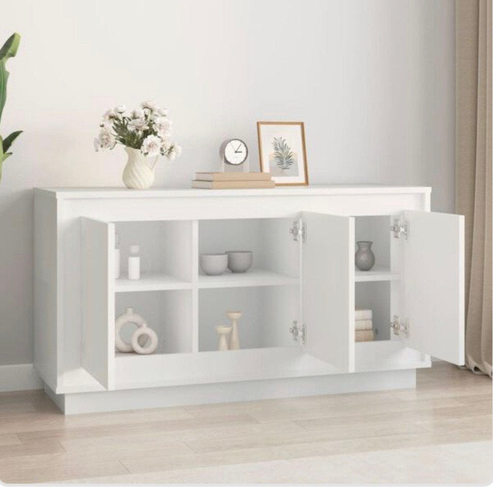 vidaXL Dressoir 102x35x55 cm bewerkt hout wit, Ophalen, Met deur(en), 100 tot 150 cm, Modern, Strak