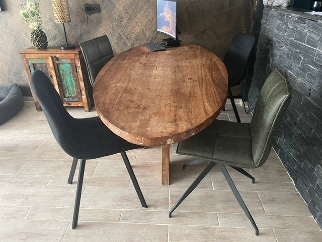 4 eetkamerstoelen zwart & groen mooie staat, Ophalen, Overige kleuren, Zo goed als nieuw, Vier