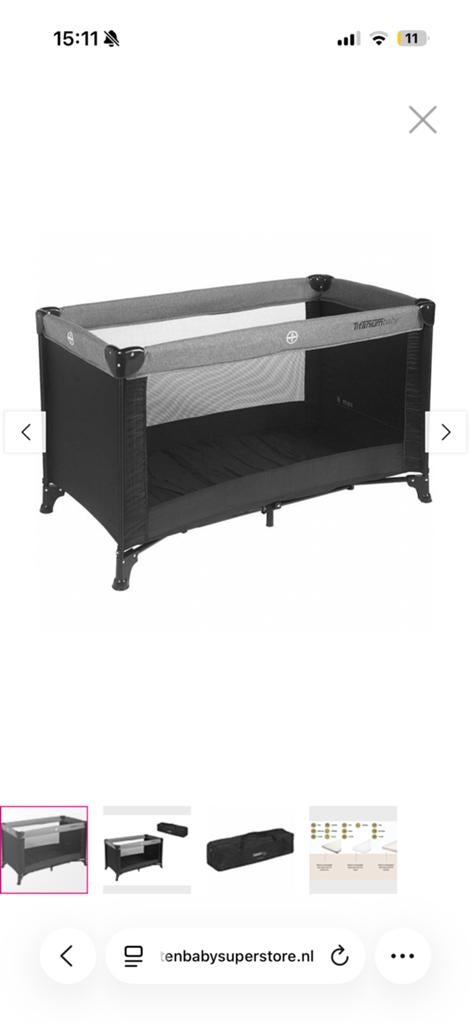 Titanium baby Reisbed/Campingbedje incl bodemmatras+reistas, Ophalen, Zo goed als nieuw, Reisbedje