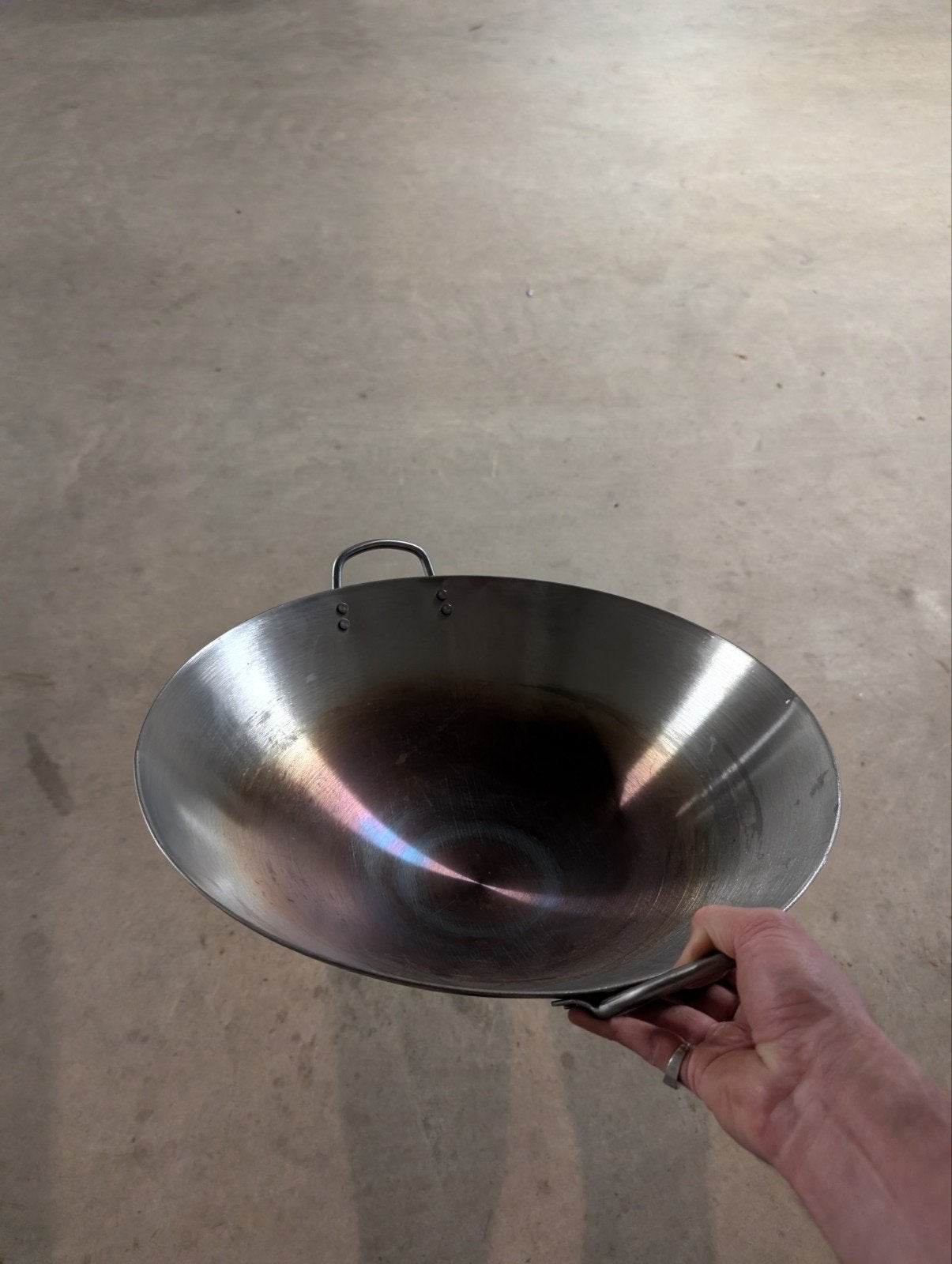 Stalen Wok 46 cm ronde bodem, Ophalen, Zo goed als nieuw, Overige materialen, Wok