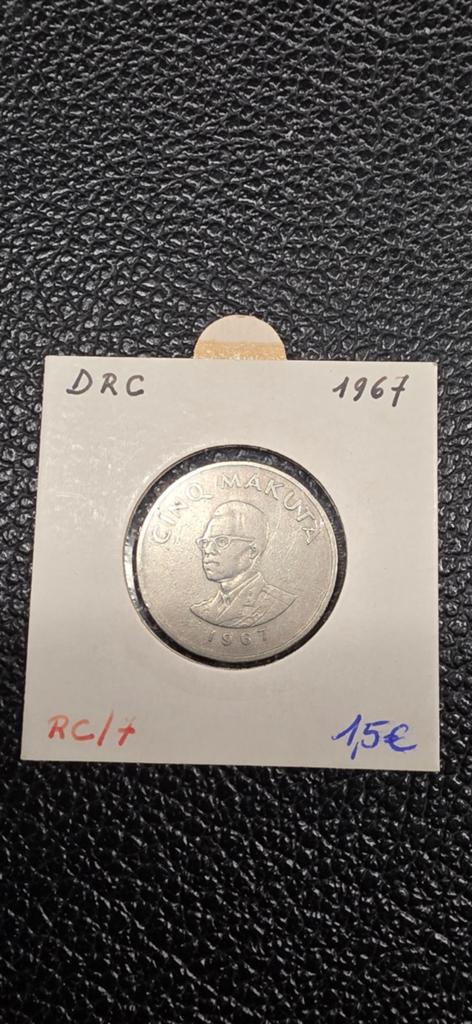 Republiek Congo 5 makuta 1967, Ophalen of Verzenden, Overige landen