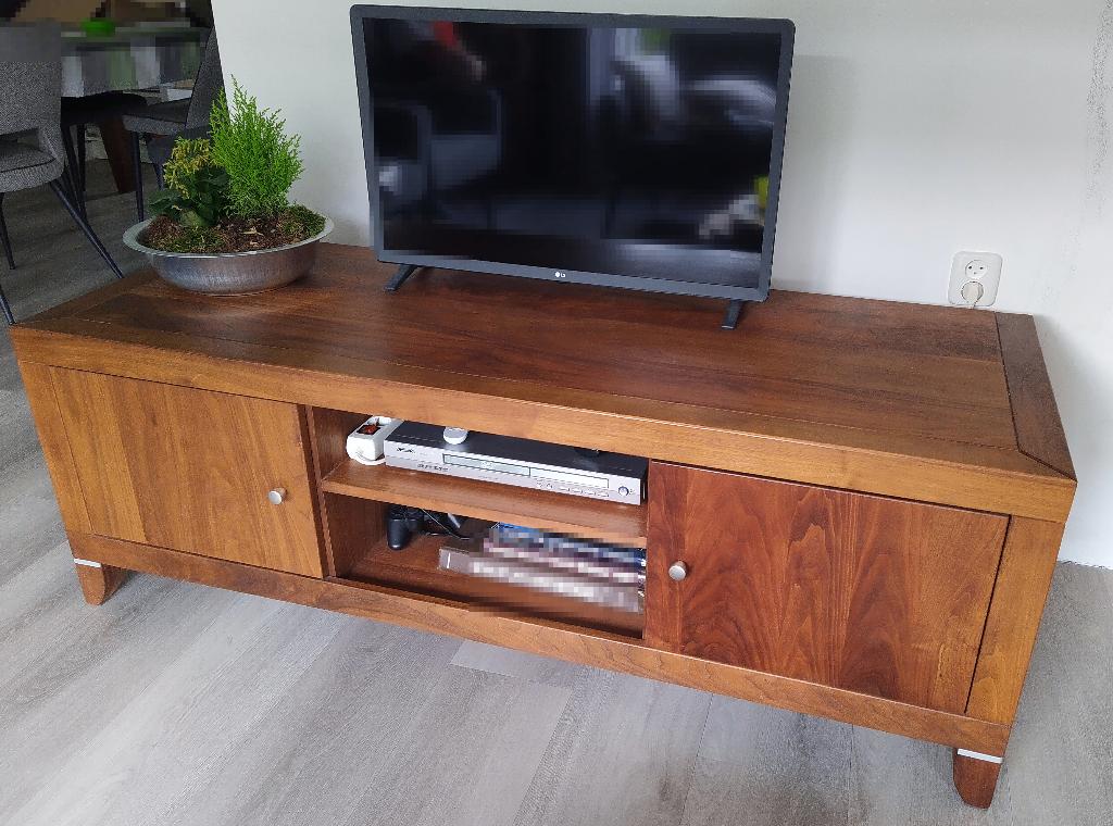 TV dressoir - massief noten-kersen hout, Huis en Inrichting, Kasten | Televisiemeubels, Gebruikt, Minder dan 100 cm, 150 tot 200 cm