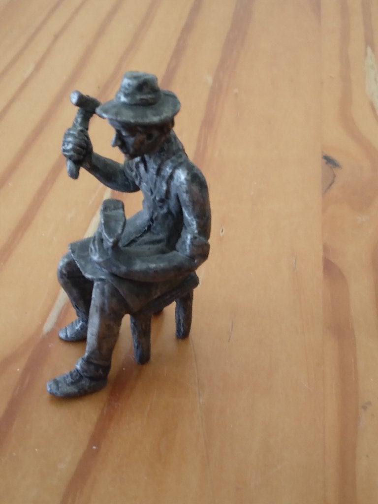 tin beeldje schoenmaker oude ambachten, Ophalen of Verzenden