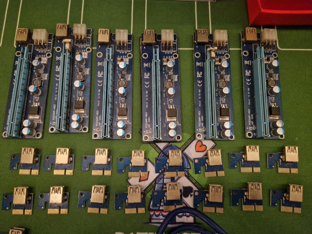 GPU Riser PCE164P-N03 VER009S PCI-E 1X TO 19X ADAPTER, Gebruikt, Geen, Ophalen of Verzenden, Geen