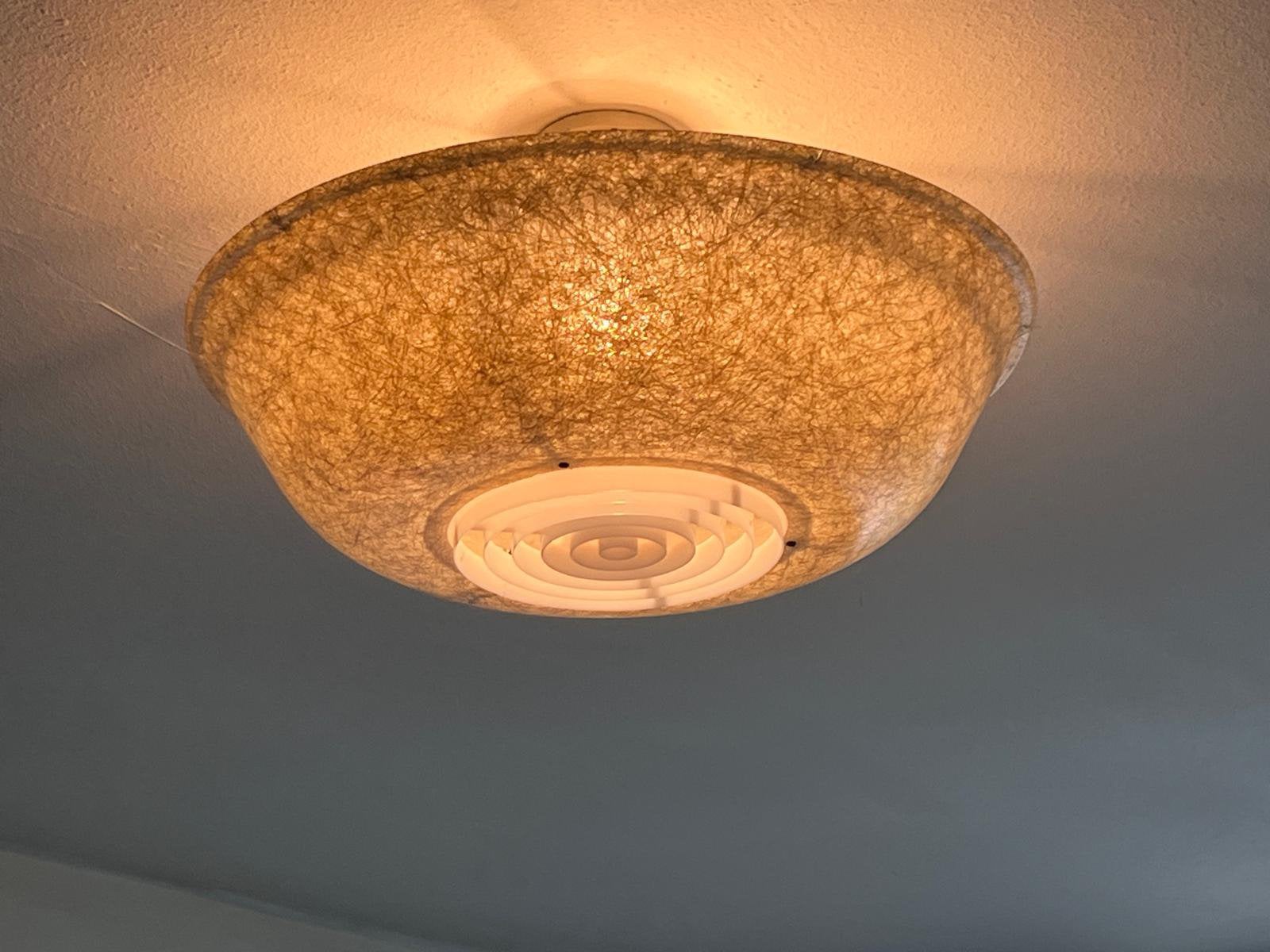Vintage Louis Kalff glasvezel fiberglas plafondlamp jaren 50, Ophalen, Kunststof