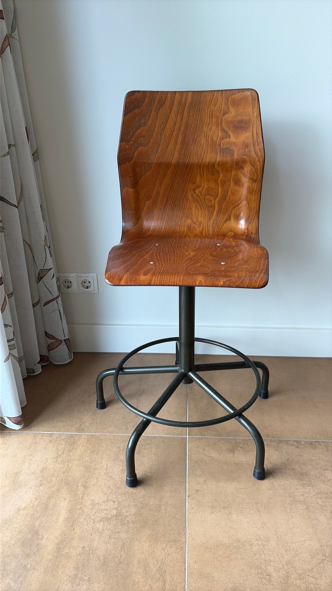 Vintage plywood werkplaatsstoel OBO West Germany, Ophalen, Zo goed als nieuw