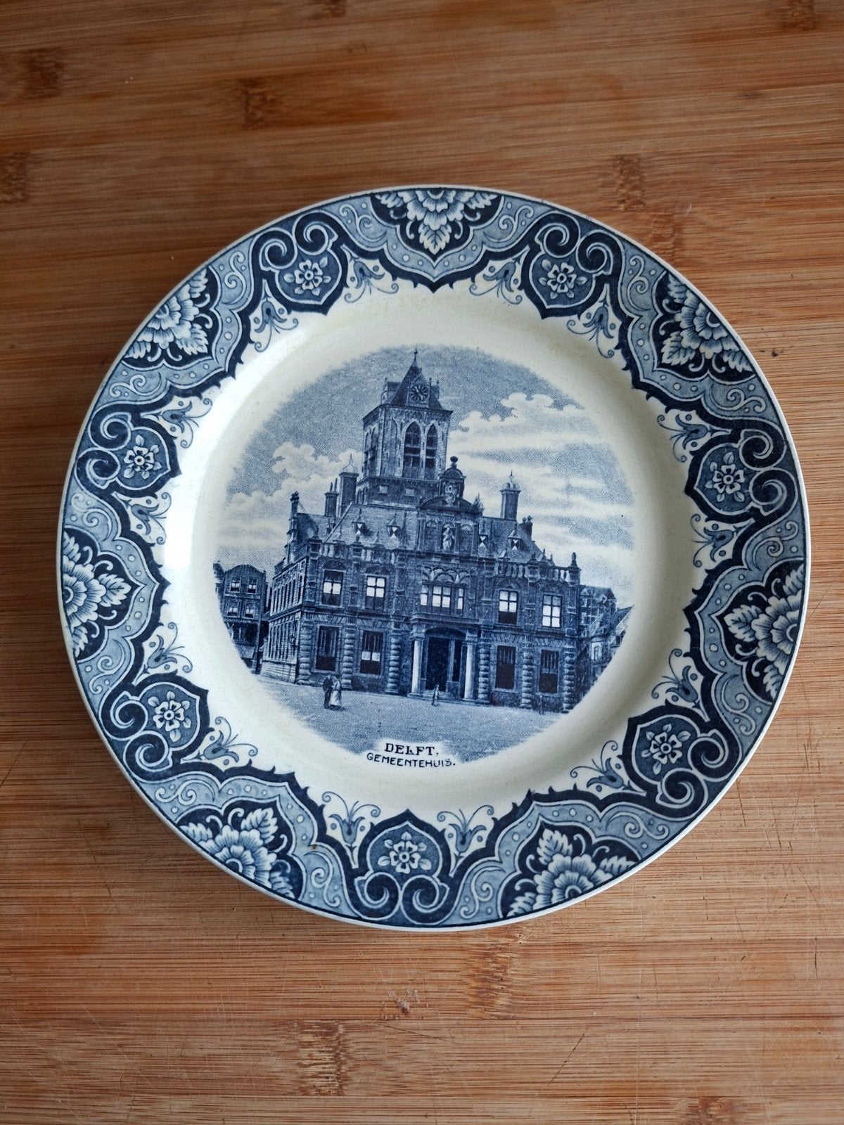 Delfts Blauw sierbord - Stadhuis Delft, Ophalen of Verzenden