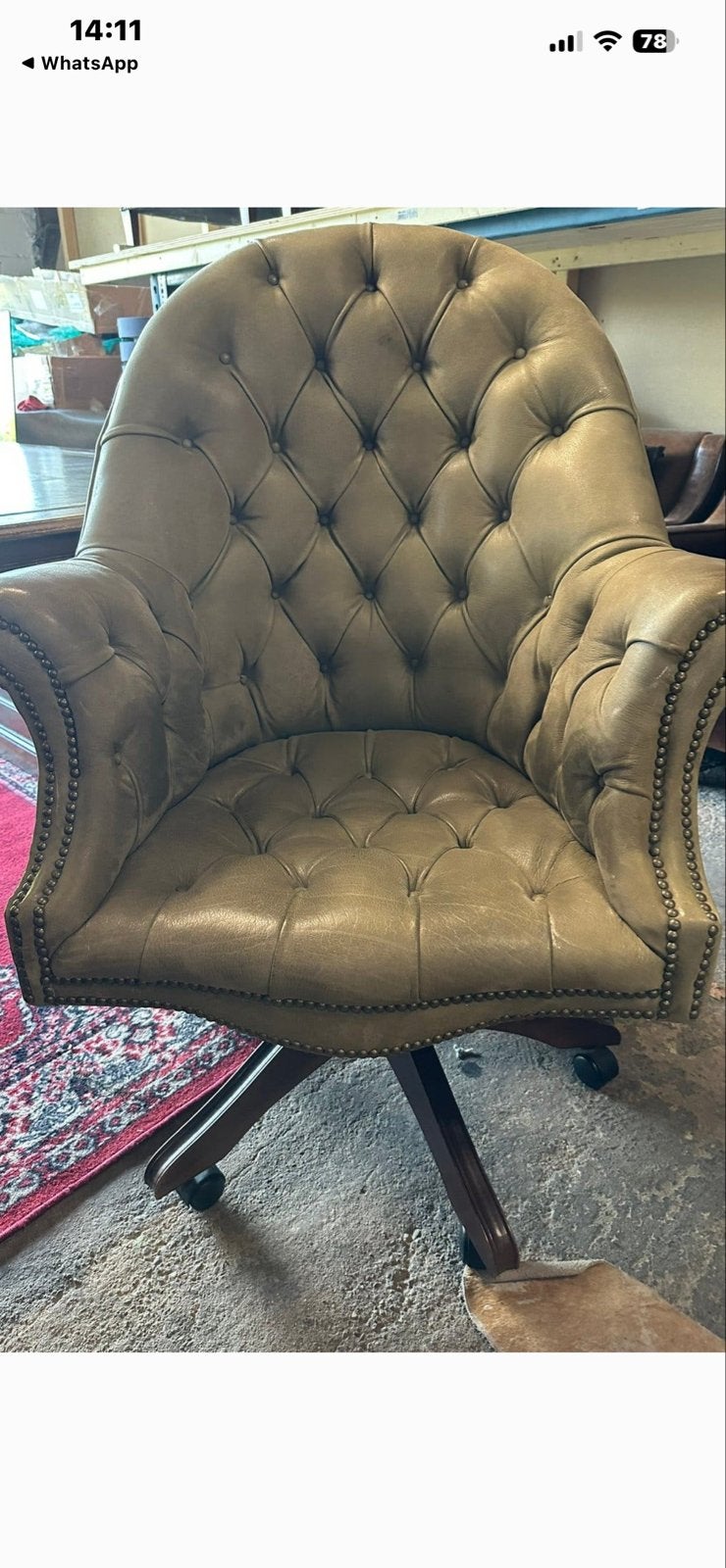 Prachtige Chesterfield Captains Chair Bureaustoel izgs, Huis en Inrichting, Ophalen, Zo goed als nieuw, Overige kleuren, Bureaustoel