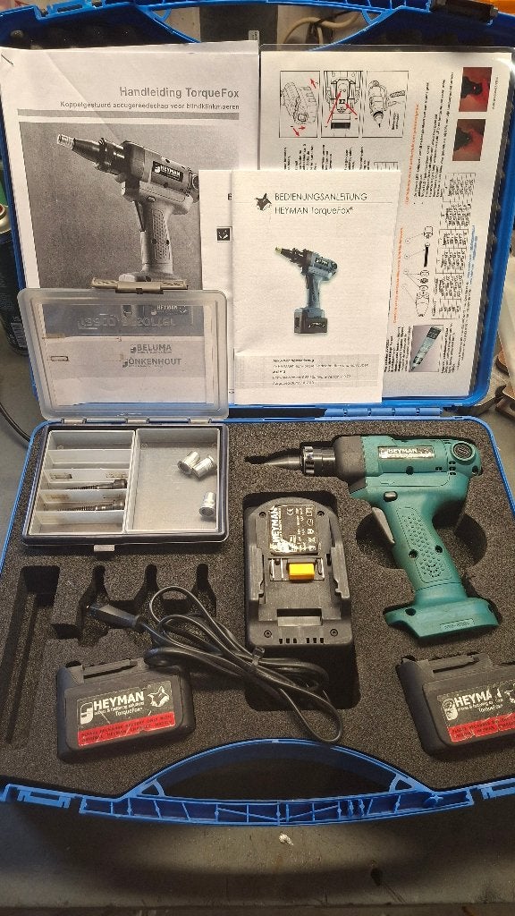 Heyman Torquefox accu Blindklinkmachine voor blindklinkmoer, ., Ophalen of Verzenden, Zo goed als nieuw, .