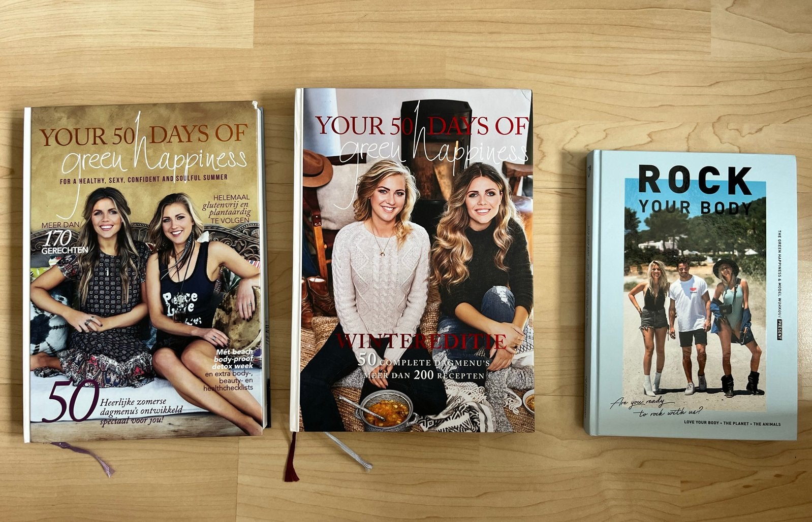 Kookboeken: Your 50 Days of Green Happiness & Rock Your Body, Boeken, Ophalen, Voorgerechten en Soepen, Zo goed als nieuw, Gezond koken